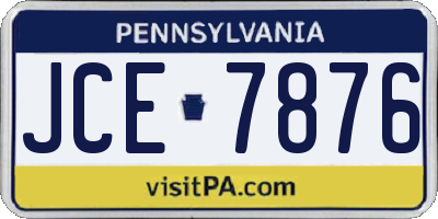 PA license plate JCE7876