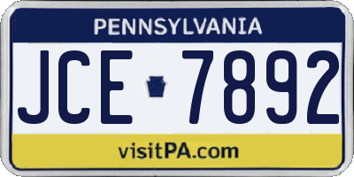 PA license plate JCE7892
