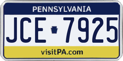 PA license plate JCE7925