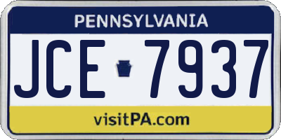 PA license plate JCE7937