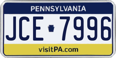 PA license plate JCE7996