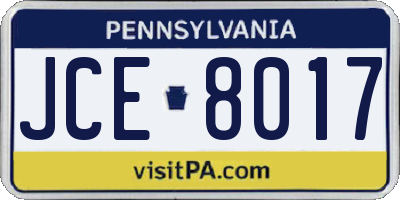 PA license plate JCE8017