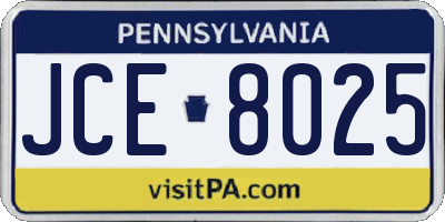 PA license plate JCE8025
