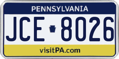 PA license plate JCE8026