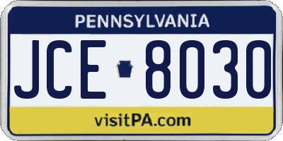 PA license plate JCE8030