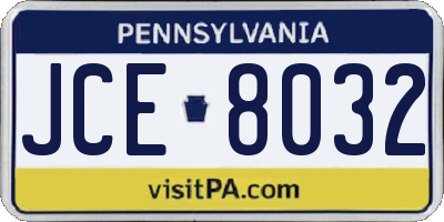 PA license plate JCE8032