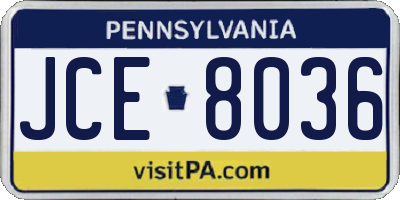 PA license plate JCE8036