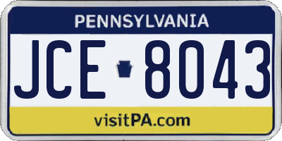 PA license plate JCE8043
