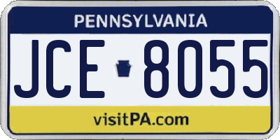 PA license plate JCE8055