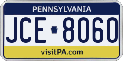 PA license plate JCE8060