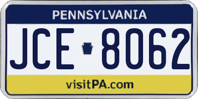PA license plate JCE8062