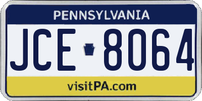 PA license plate JCE8064