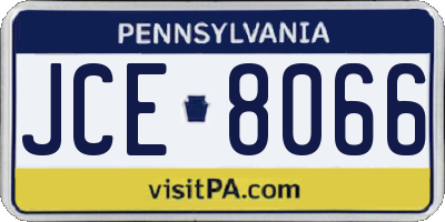 PA license plate JCE8066