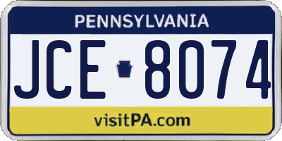 PA license plate JCE8074