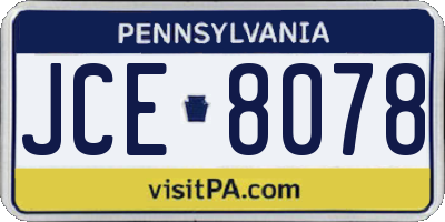 PA license plate JCE8078