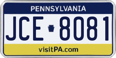 PA license plate JCE8081