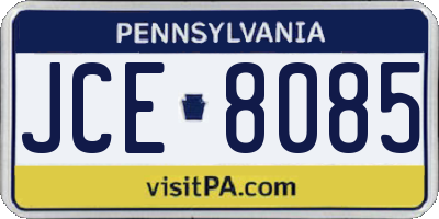 PA license plate JCE8085