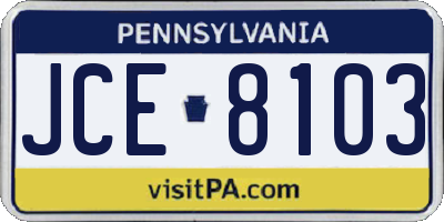 PA license plate JCE8103
