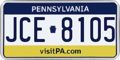 PA license plate JCE8105