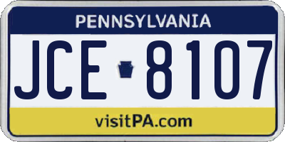 PA license plate JCE8107