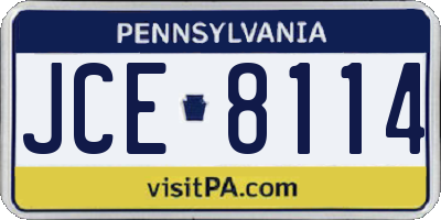 PA license plate JCE8114