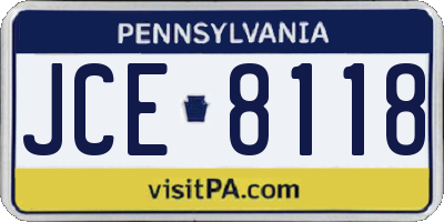 PA license plate JCE8118