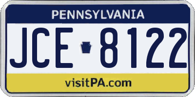 PA license plate JCE8122