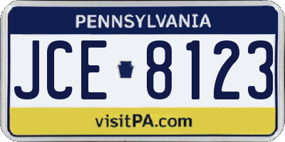 PA license plate JCE8123