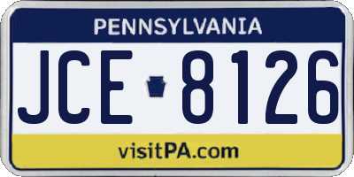 PA license plate JCE8126