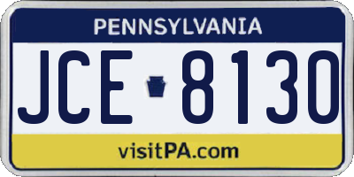 PA license plate JCE8130