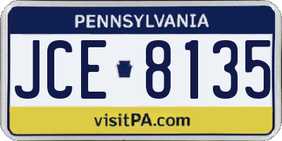 PA license plate JCE8135