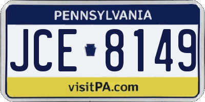 PA license plate JCE8149