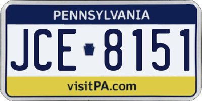 PA license plate JCE8151