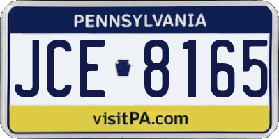 PA license plate JCE8165
