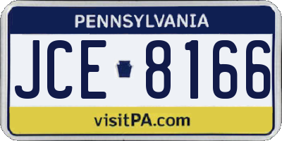 PA license plate JCE8166