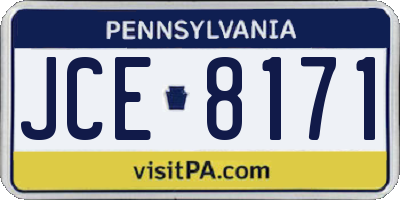 PA license plate JCE8171