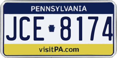 PA license plate JCE8174