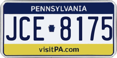 PA license plate JCE8175