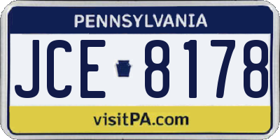 PA license plate JCE8178