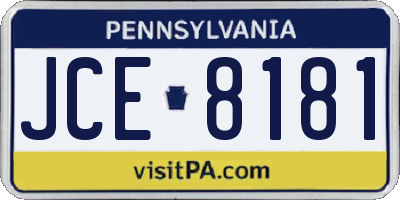 PA license plate JCE8181