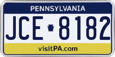 PA license plate JCE8182