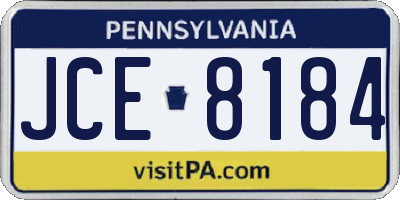 PA license plate JCE8184