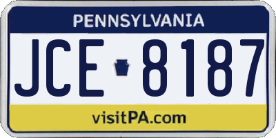 PA license plate JCE8187
