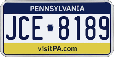 PA license plate JCE8189
