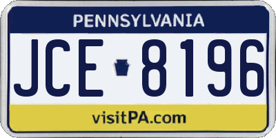 PA license plate JCE8196