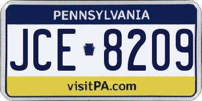 PA license plate JCE8209