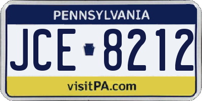 PA license plate JCE8212