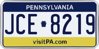 PA license plate JCE8219