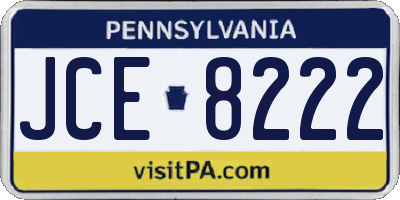 PA license plate JCE8222