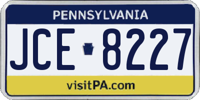 PA license plate JCE8227
